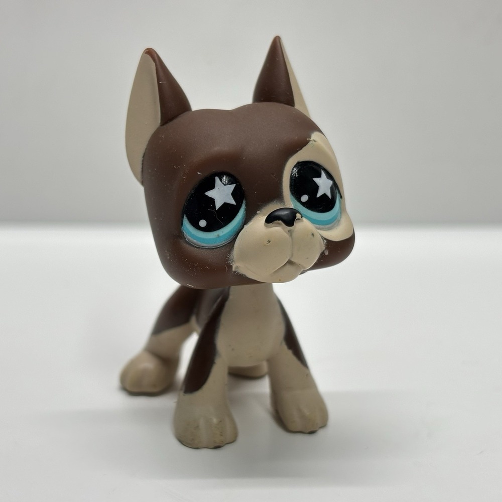 Littlest Pet Shop LPS #817 Great Dane Dog Blue Star Eyes Authentic Hasbro